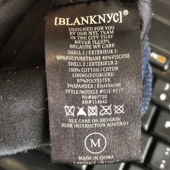 Blank NYC blue black canvas faux leather jacket Women's M biker motorcycle punk - Picture 9 of 16